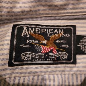 American Living Men's blue and white striped long sleeve shirt, size L